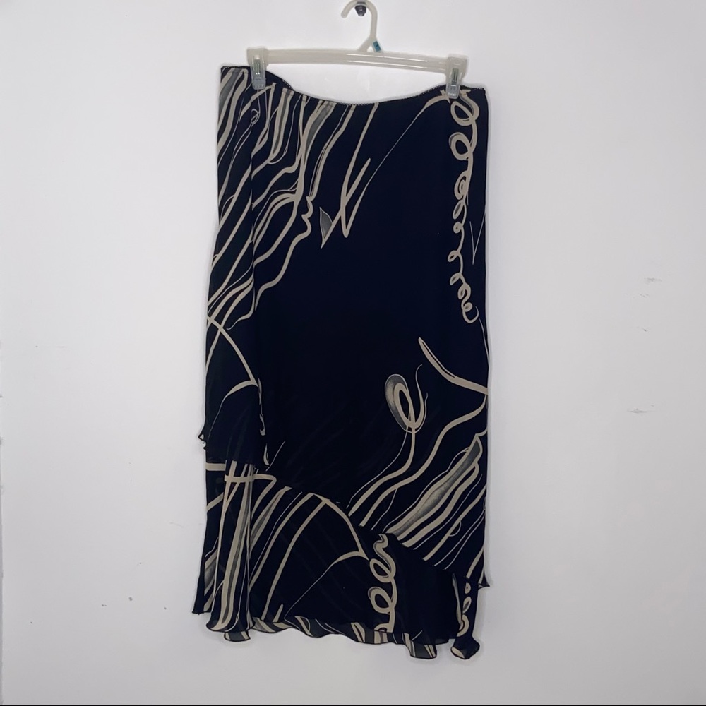Giorgio Fiorlini Plus Collection A-Line Black and White Print Skirt